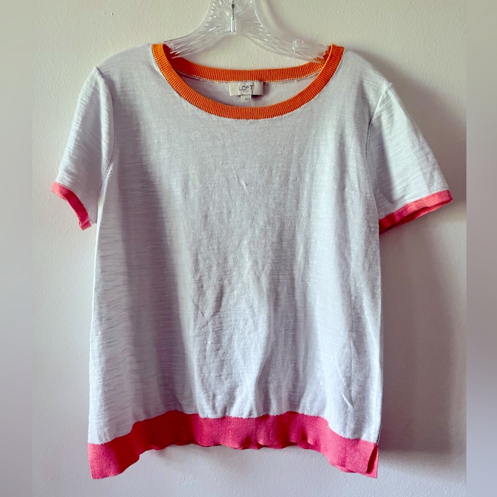 LOFT Side Slit Color Block Tee Size Large